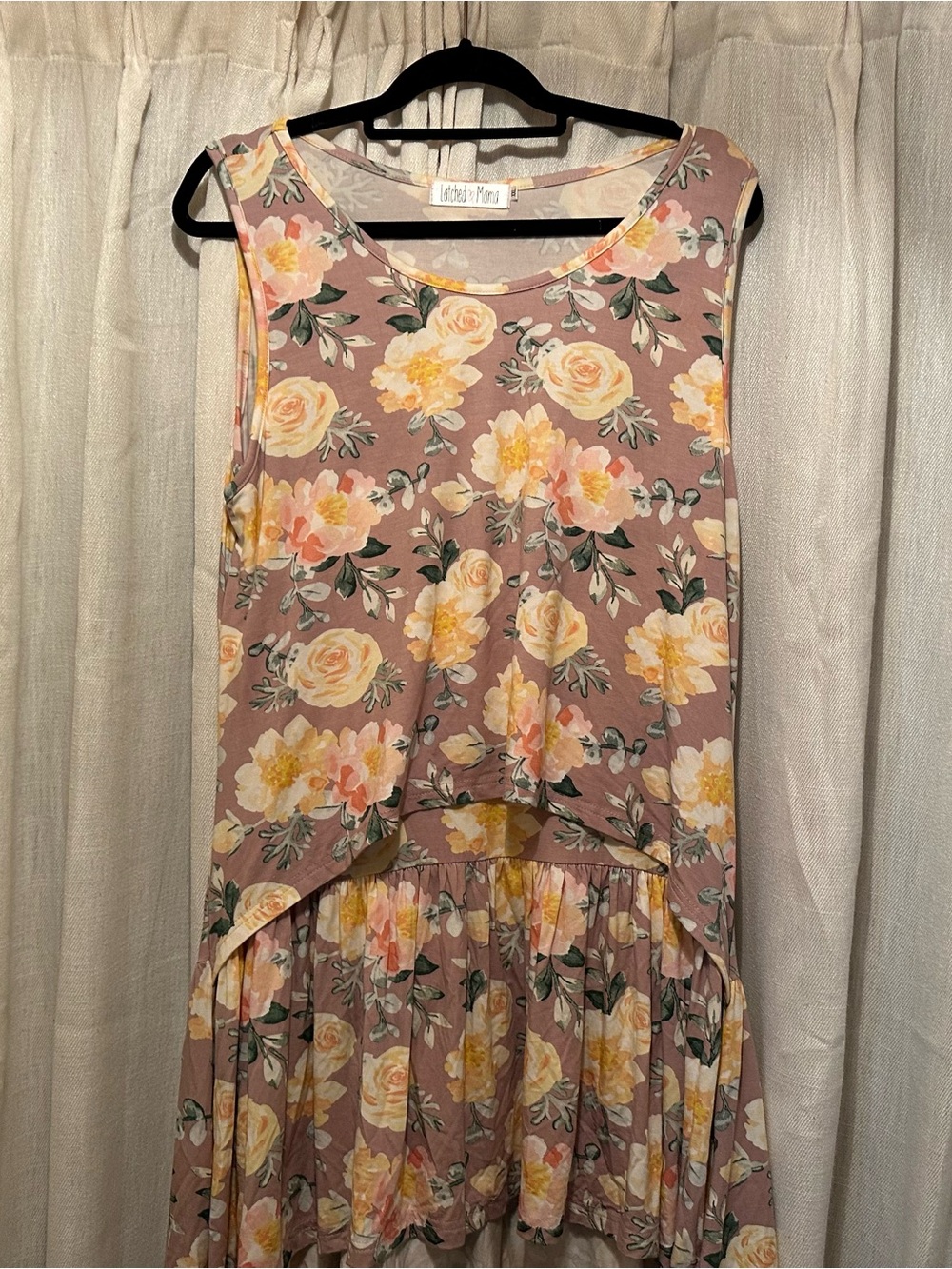 Latched Mama Mauve Floral Tiered Sleeveless Casual Dress